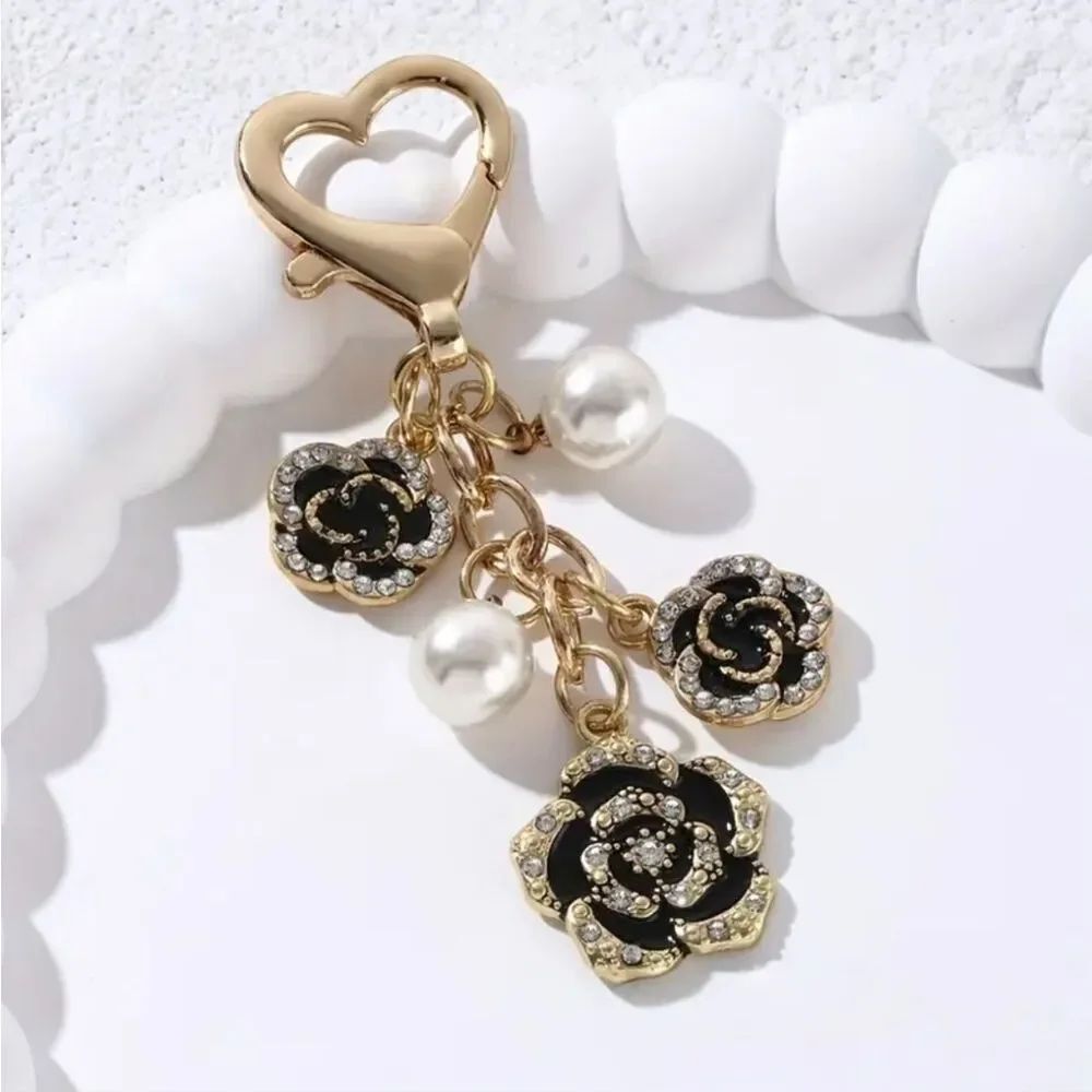 Luxurious Camellia Flower Pearl Keychain Bag Charm